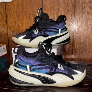 Kids' Black and Blue Athletic Shoes